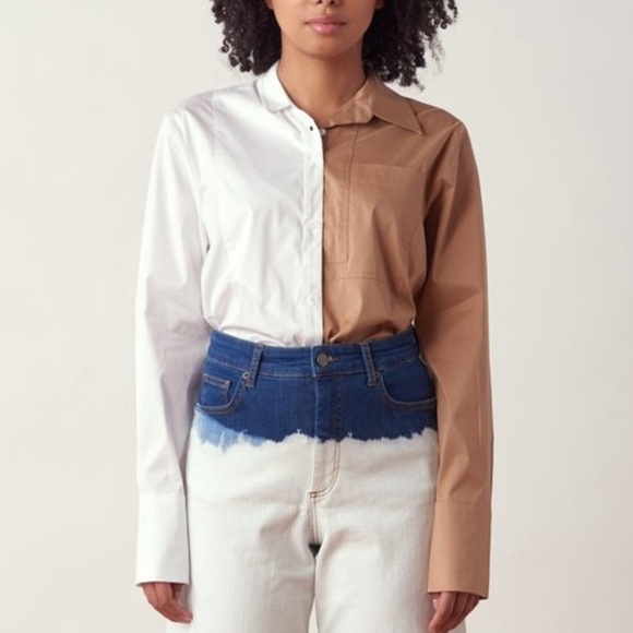 Munthe Tadum Brown/White Button Down Top Size 34 - Picture 2 of 7